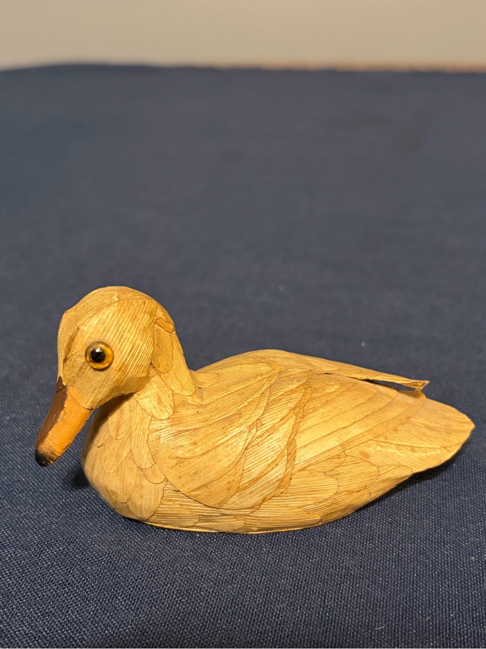 Vintage Crowning Touch Corn Husk Duck 4.5” Handmade Hand Pieced Folk Art ~ China